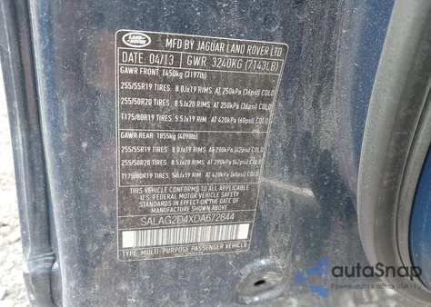 2013 Land Rover Lr4 from USA, damaged, VIN SALAG2D4XDA672844